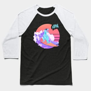 rad dinosaur surfing a retro wave (aloha) Baseball T-Shirt